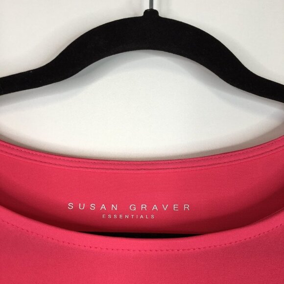 SUSAN GRAVER Essentials Coral Pink Liquid Knit Top Size XS - Picture 3 of 7